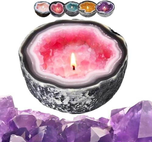 Kristall-Geode-Kerze, Kristallkerze, Heim-Tischdekoration, Absichts-/Heilkristall-Energiekerze, interessante Kerzenschalen-Dekoration Kristall-Geode-Kerze, Kristallkerze, Heim-Tischdekoration, Absichts-/Heilkristall-Energiekerze, interessante Kerzenschalen-Dekoration von LXYDJPW