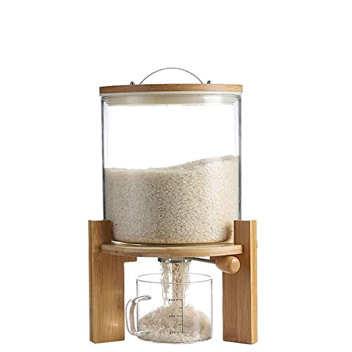 LXYYSG Reisspender, Müslispender Glas 5L 8L Reisbehälter mit Messbecher, Feuchtigkeits und Staubdicht, Lebensmittelkonservierung(Size:5L) von LXYYSG