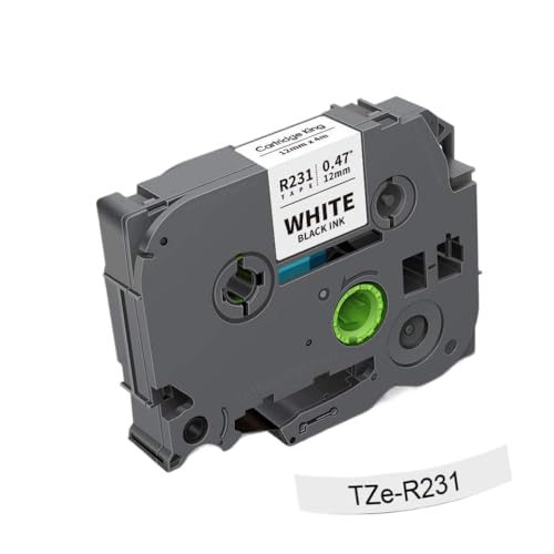 LXfOtG 12 mm Satinband funktioniert mit Etikettendruckern, die Kompatibel mit Tze-R231 Tze-RN34 Tze-RW34-Beschriftungen H110-Etikettendrucker kompatibel sind(Black on White) von LXfOtG