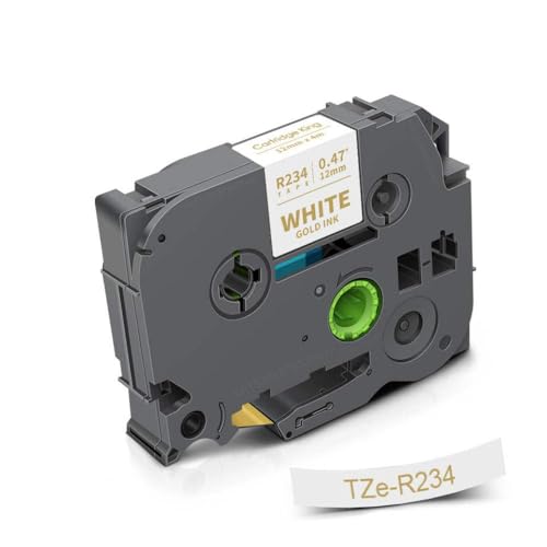 LXfOtG 12 mm Satinband funktioniert mit Etikettendruckern, die Kompatibel mit Tze-R231 Tze-RN34 Tze-RW34-Beschriftungen H110-Etikettendrucker kompatibel sind(Gold on White) von LXfOtG