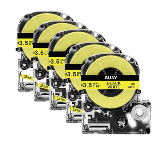 LXfOtG 5pk 10pk SU5S SU3W SU3Y SU5Y SU11S SU11Y 3,5 mm 5 mm 11 mm Wärme Schrumpfrohr kompatibel mit Etikettendrucker wie LW300 LW400(5PK 3.5mm Yellow) von LXfOtG