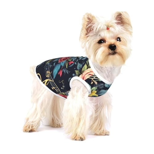 Hundehemd mit Musiknoten-Blumendruck, für kleine Rassen wie Chihuahuas, Yorkies und Welpen Hundehemd mit Musiknoten-Blumendruck, für kleine Rassen wie Chihuahuas, Yorkies und Welpen von LXqlSS