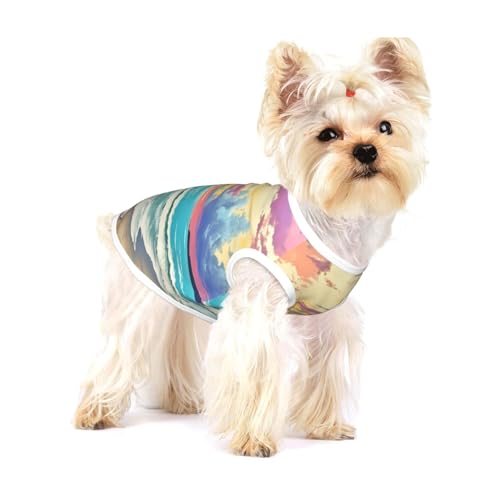 Hundehemd mit Palmen-Sonnenuntergangs-Aufdruck, für kleine Rassen wie Chihuahuas, Yorkies und Welpen von LXqlSS