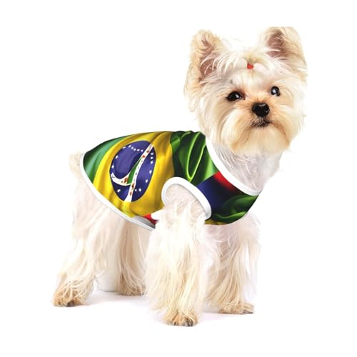 Hundehemd mit amerikanischer und brasilianischer Flagge, für kleine Rassen wie Chihuahuas, Yorkies und Welpen von LXqlSS
