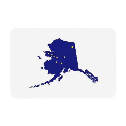 LXqlSS Alaska State Flag Map Print Badezimmer Bodenbelag Matte Kieselgur Duschmatte Kieselgur Badematten für Badezimmer Boden Schnell trocknend von LXqlSS