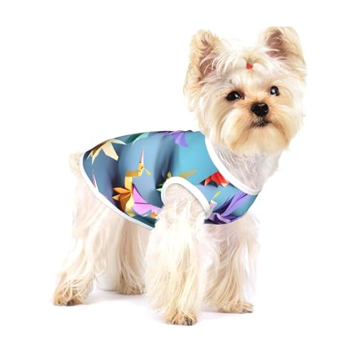 Papercraft Hundehemd mit Kranichdruck, für kleine Rassen wie Chihuahuas, Yorkies und Welpen Papercraft Hundehemd mit Kranichdruck, für kleine Rassen wie Chihuahuas, Yorkies und Welpen von LXqlSS