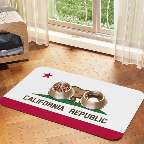 Saugfähige Leder-Tischdecke für Hunde und Katzen, Kalifornien-Flagge, Futtermatte aus Leder für Hunde und Katzen von LXqlSS