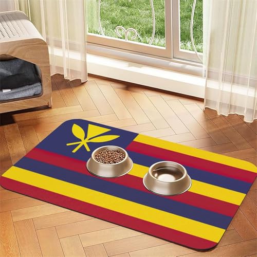 Saugfähige Leder-Tischdecke für Hunde und Katzen, Motiv: Flagge des Königreichs Hawaii, Futtermatte aus Leder für Hunde und Katzen von LXqlSS
