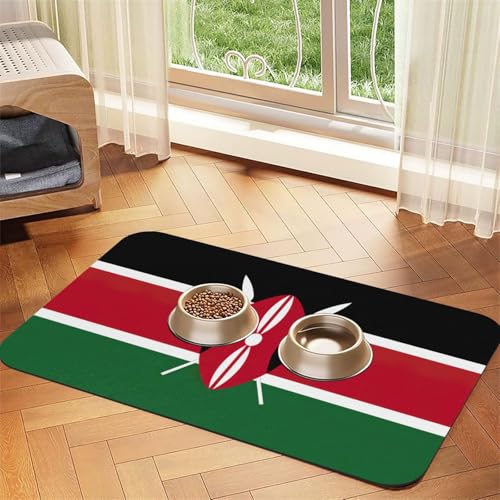 Saugfähige Leder-Tischdecke für Hunde und Katzen, Motiv: Flagge von Kenia, Futtermatte aus Leder für Hunde und Katzen von LXqlSS