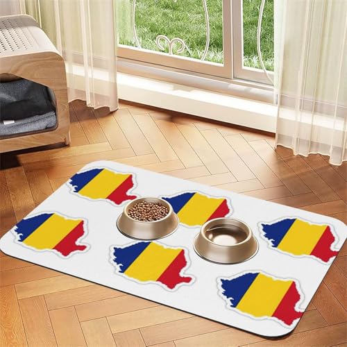 Saugfähige Leder-Tischdecke für Hunde und Katzen, Rumänien-Flagge, Tierfuttermatte, Futtermatte für Hunde und Katzen Saugfähige Leder-Tischdecke für Hunde und Katzen, Rumänien-Flagge, Tierfuttermatte, Futtermatte für Hunde und Katzen von LXqlSS