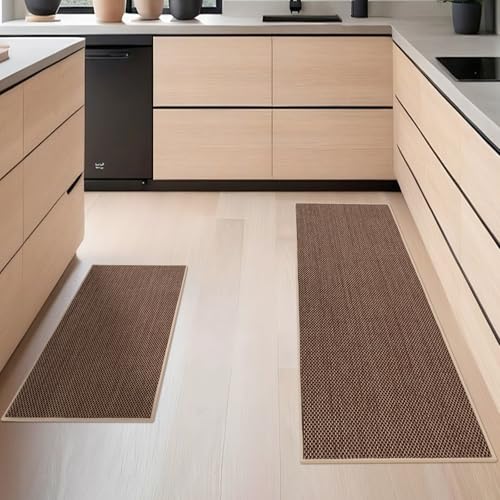 LY4U 2er-Pack Super Saugfähiges Küchenmatten Set (43x75cm, 43x120cm) - rutschfest Gummibasis, Weiche Komfort-Bodenpolster für Sicherheit, Einfache Reinigung und Rollaufbewahrung von LY4U