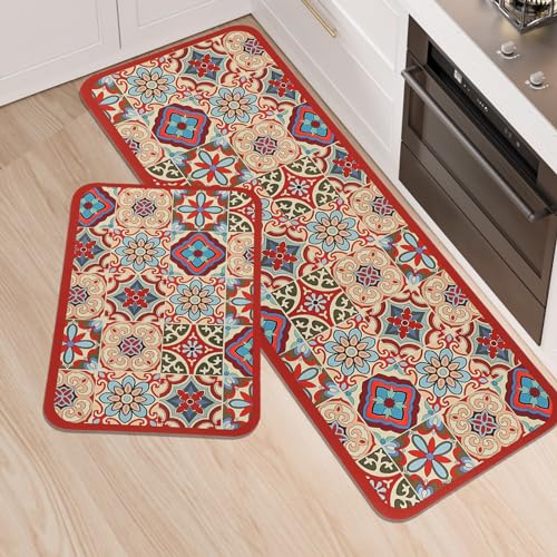 LY4U Küchenteppich Sets, 2 Stück rutschfeste Küchenmatten und Teppiche Läuferset, Gummibacking Super Absorbierende wWaschbare Bodenmatten, 43x75+43x120cm von LY4U