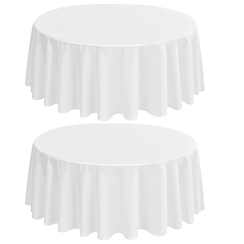 2-Pack Runde Tischdecke 229 cm Weiße Polyester Tischdecke für runden Tisch, Premium Fleck und faltenfreie waschbare Gewebe Tischdecke für Hochzeitsfeier Bankett Restaurant Empfang von LYAFS