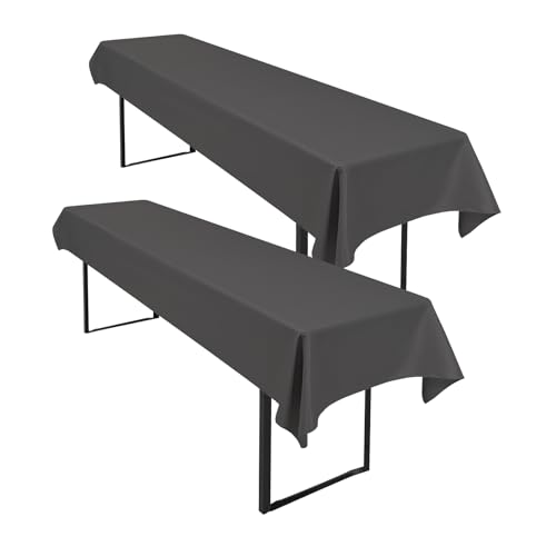 2 Stück Dunkelgrau Biertisch Tischdecke 250 x 100cm Wasserfester Polyester Glattgewebtes Biertischtuch Innen und Außen Universelles Tischtuch Fleckenfest Einfach zu Reinigen von LYAFS