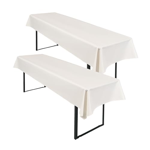 2 Stück Elfenbein Wasserfester Gebürstetes Biertisch Tischdecke 250 x 100cm Biertischtuch Geeignet für Familienfeiern Parties Bankette Bierzeltfestivals und andere Anlässe von LYAFS