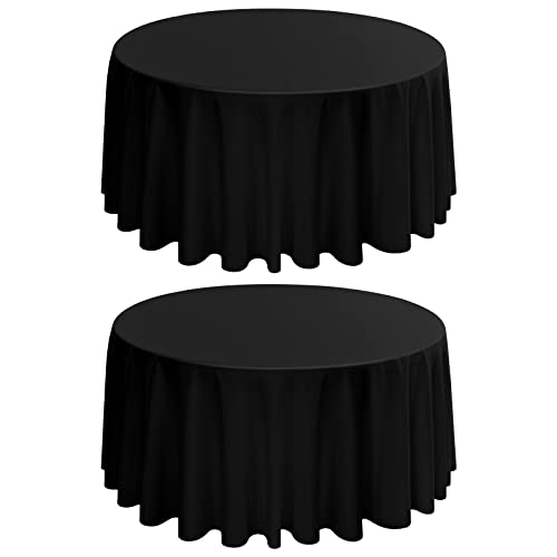 2er-Pack Schwarze runde Tischdecken 120 Zoll/ 305 cm Tischdecke aus Polyestergewebe, waschbare Stofftischdecke für Hochzeitsbankette, Restaurantbuffets, Partys und Camping von LYAFS