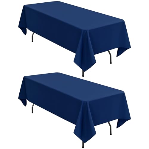 2er-Pack rechteckige Tischdecken, 153 x 260 cm, marineblaue Tischdecke, Polyester-Tischdecke für 1,8 m große rechteckige Tische, Flecken- und knitterfrei, waschbare Stoff-Tischdecken für Hochzeit 2er-Pack rechteckige Tischdecken, 153 x 260 cm, marineblaue Tischdecke, Polyester-Tischdecke für 1,8 m große rechteckige Tische, Flecken- und knitterfrei, waschbare Stoff-Tischdecken für Hochzeit von LYAFS