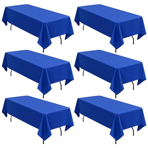 6er-Pack rechteckige Tischdecken, 153 x 260 cm königsblaue Tischdecke, Polyester-Tischdecke für 1,8 m Lange rechteckige Tische, Flecken- und knitterfrei, waschbare Stofftischdecken für Hochzeit von LYAFS