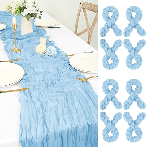 8 Stück Seihtuch Tischläufer Hellblau, 55x300 cm Blau Käsetuch Tischläufer Waschbares Gaze-Stoff Boho Cheesecloth Tischläufer Hochzeit Tischdecke für Hochzeit Geburtstags Brautparty Tischdekoration 8 Stück Seihtuch Tischläufer Hellblau, 55x300 cm Blau Käsetuch Tischläufer Waschbares Gaze-Stoff Boho Cheesecloth Tischläufer Hochzeit Tischdecke für Hochzeit Geburtstags Brautparty Tischdekoration von LYAFS