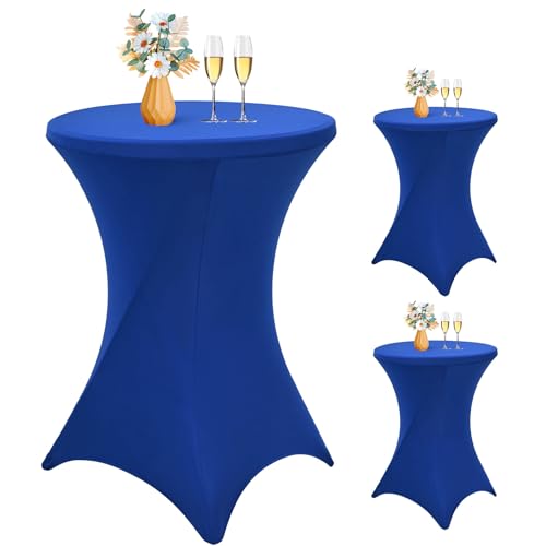 LYAFS 3er-Set Stretch Stehtisch Husse für Bistrotisch Ø 80-85 cm Elegante,Verstärkung im Fußbereich,Stretch-Husse Königsblau Hussen für Stehtische und Bistrotische (Königsblau, 80 x 110 cm) von LYAFS