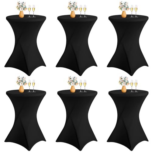 LYAFS 6er-Set Stretch Stehtisch Husse für Bistrotisch Ø 80-85 cm Elegante,Verstärkung im Fußbereich,Stretch-Husse Schwarz Hussen für Stehtische und Bistrotische (Schwarz, 80 x 110 cm) von LYAFS