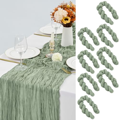 LYAFS 8 Stück Käsetuch Tischläufer Salbeigrün, 90 x 300 cm Blau Seihtuch Tischläufer Waschbares Gaze-Stoff Boho Tischläufer Cheesecloth Hochzeit Tischdekoration für Hochzeitsfeier Brautparty Empfang LYAFS 8 Stück Käsetuch Tischläufer Salbeigrün, 90 x 300 cm Blau Seihtuch Tischläufer Waschbares Gaze-Stoff Boho Tischläufer Cheesecloth Hochzeit Tischdekoration für Hochzeitsfeier Brautparty Empfang von LYAFS