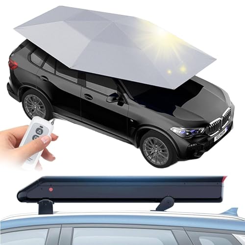 149" Auto-Markisenzelt, vollautomatischer Autoschirm, 3,8 x 2,7 m, universelle automatische Autoabdeckung, Faltbarer Carport mit 5000-mAh-Akku für den Schutz Ihres Autos im Freien Grey-withoutbar von LYAYYDS