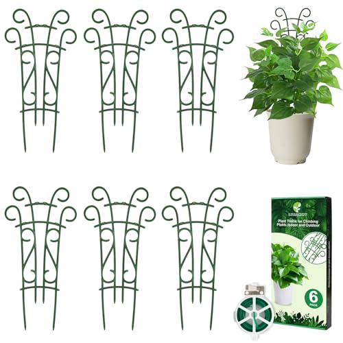 LYAZKMY 6er-Pack stapelbares Pflanzen-Rankgitter – Verstellbares Rankgitter für Topfpflanzen drinnen und draußen, kleines Garten-Rankgitter für Kletterpflanzen, Pflanzenstützpfähle für Pothos, Efeu von LYAZKMY