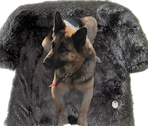 LYB Flauschiges plüsch Hundebett, Hundebett Couch für Sofaschutz, rutschfeste Hundematte, Maschinenwaschbar (schwarz) von LYB
