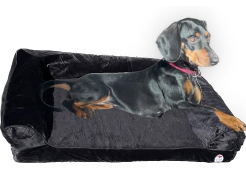 LYB Orthopädisches Hundebett, Hundesofa mit eierförmigen Kistenschaum, 3 Seiten 7 Zoll Höhe, rutschfestes Hundebett, waschbare Abdeckung (schwarz) von LYB