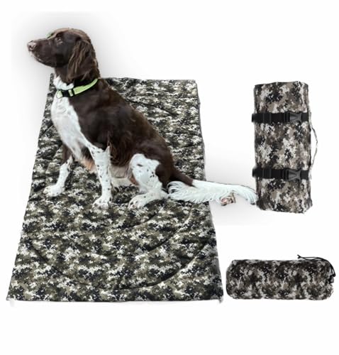 LYB Tragbare Hundematte mit Griffen, Outdoor Hundematte, kreisförmiges Nahtmuster, wasserabweisend, Camouflage grün von LYB