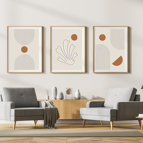 LYBOHO Leinwand Bilder,Moderne Abstrakt Kunstposter Wandbilder Wohnzimmer,Boho Poster Set für Wohnzimmer Schlafzimme-Ohne Rahmen (Geometrie 2, 3PCS-50x70cm) von LYBOHO