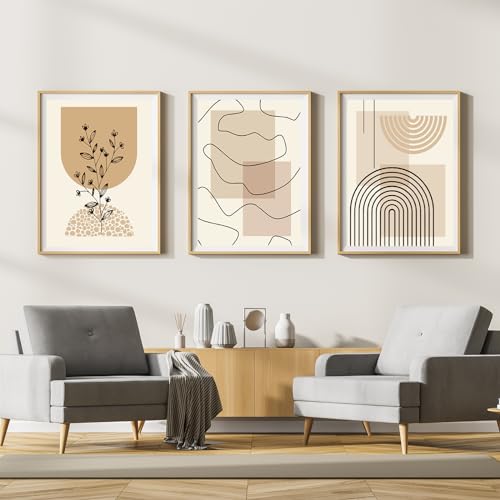 LYBOHO Leinwand Bilder,Moderne Abstrakt Kunstposter Wandbilder Wohnzimmer,Boho Poster Set für Wohnzimmer Schlafzimme-Ohne Rahmen (Geometrie 3, 3PCS-70x100cm) von LYBOHO