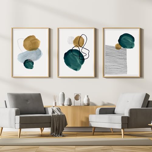 LYBOHO Leinwand Bilder,Moderne Abstrakt Kunstposter Wandbilder Wohnzimmer,Boho Poster Set für Wohnzimmer Schlafzimme-Ohne Rahmen (Geometrie 4, 3PCS-70x100cm) von LYBOHO