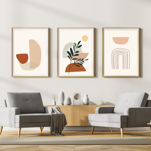 LYBOHO Leinwand Bilder,Moderne Abstrakt Kunstposter Wandbilder Wohnzimmer,Boho Poster Set für Wohnzimmer Schlafzimme-Ohne Rahmen (Geometrie 5, 3PCS-20x30cm) von LYBOHO