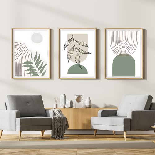 LYBOHO Leinwand Bilder,Moderne Abstrakt Kunstposter Wandbilder Wohnzimmer,Boho Poster Set für Wohnzimmer Schlafzimme-Ohne Rahmen (Geometrie 6, 3PCS-40x60cm) von LYBOHO