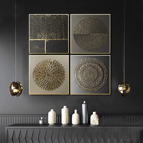 Wandbilder Wohnzimmer,4 StüCk Nordic Luxury Gold Abstrakte Leinwand Bilder für Wohnzimmer Schlafzimmer (Abstraktes Gold 1, 4PCS-40x40cm) von LYBOHO