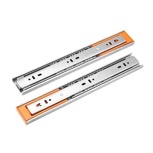 10"-22" Edelstahl-Schubladenschienen mit sanftem Schließen, Schubladenschienen, dreiteilige Schrankschienen, Möbelbeschläge(22inch-55cm (Buffer)) von LYCCS