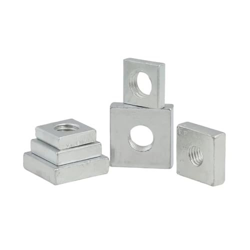 10 Stück M2.5-M4 Vierkantmuttern aus Kohlenstoffstahl, quadratische dünne Mutter, Quadrantenmuttern(M4x10x2) von LYCCS