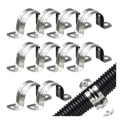 10 Stück U-förmige Rohrschellen 20–60 mm Edelstahl Zwei-Loch-Riemen Leitungsrohrclip Wasser 2-Loch-Rohr Sanitär Sattelschellen(50mm) von LYCCS