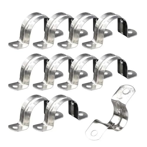 10 stücke U-förmige Rohrschellen Edelstahl Zwei-Loch-Bügel-Leitungsrohrclip Wasserrohr Sanitär Sattelschellen(50MM) von LYCCS