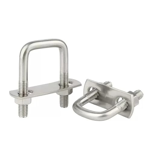 2 Sätze M6/M8 304 Edelstahl Quadratische Klemme U-Bolzen Rechtwinklige U-Schraube U-Klemmmuttern Plattenleitbleche U-Bolzen(M6x80x110) von LYCCS