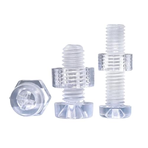 20/50 Sätze M2-M8 Acryl Klar Schraube + Mutter Kombination Transparent Kunststoff Kreuz Rundkopf Pan Kreuz Kopf Schraube + Muttern(M2x10mm(50PCS)) von LYCCS