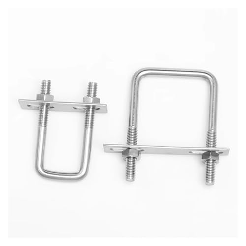 2Pcs 304 Edelstahl U-Hoop Clamp Rechtwinklig U-Förmigen Rohr Schraube(M6x50x50mm) von LYCCS