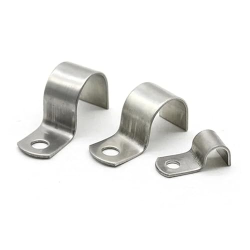 304 Edelstahl P-Typ Einseitige Rohrschelle Halbe Einzelloch Verdickte Reitkarte Kehlring Ohm-Rohrkarte(M30 (3Pcs)) von LYCCS