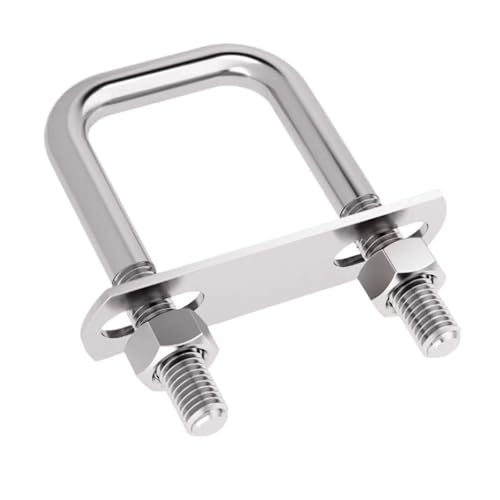 304 Edelstahl U-Schraube Quadratische Klemme Quadratische Rohrklemme U-Bolzen Rechtwinkliger Bolzen mit Schallwand(M8X41X120mm-2set) von LYCCS