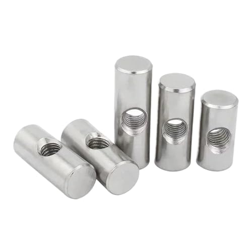 304 Edelstahl Zylinderschrauben Zylinderstift Dübel Kreuzloch Hammer Eingebettete Mutter for Holzmöbel Zubehör(M8x40 OD12mm (2pcs)) von LYCCS