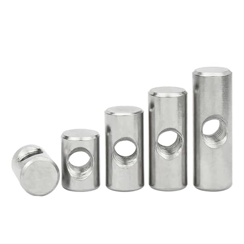 5 STÜCKE Kreuzloch-Zylindermutter 304 Edelstahl Zylindrischer Stiftdübel Holzmöbel Eingebettete Verriegelungs-Zylindermutter(M6x14xM10) von LYCCS