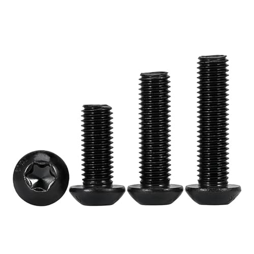 5 Stück Sechslappige Torx-Knopfschrauben mit Rundkopf der Güteklasse 10.9 aus schwarzem legiertem Stahl, Diebstahlsichere Sicherheitsschraube(M4x6mm) von LYCCS
