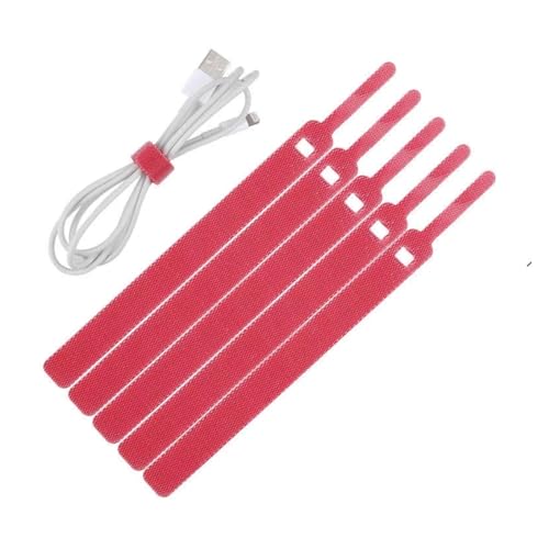 50PCS Wire Organizer Lösbare Kabelbinder Nylon Haken Schleife Riemen Wrap Zip Bundle Bandage Krawatte Kunststoff Befestigung(Red) von LYCCS